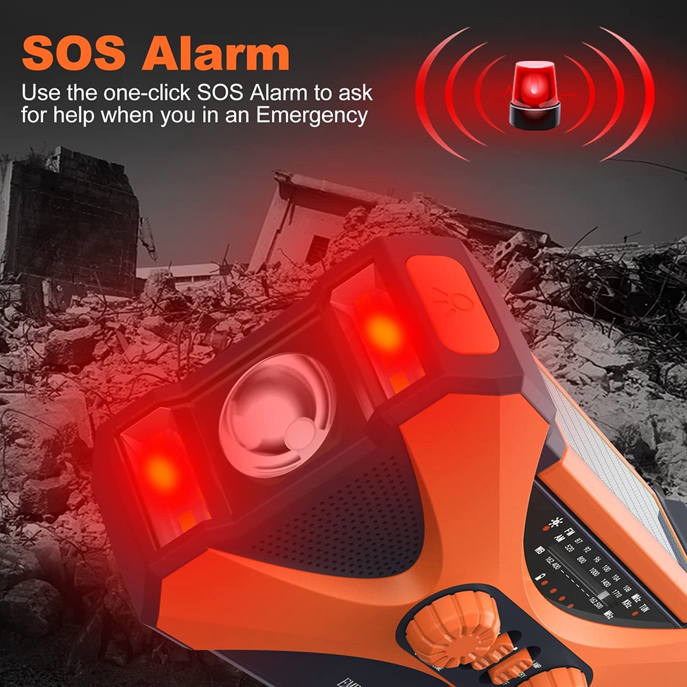 Solar Emergency Charger - Radio awaryjne DT75BG 10000MAh, radio solarno-krankowe,