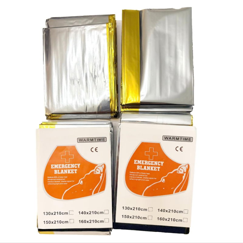 Survival Blanket Reflective - 4 sztuki złoto-srebrnych koców termicznych z