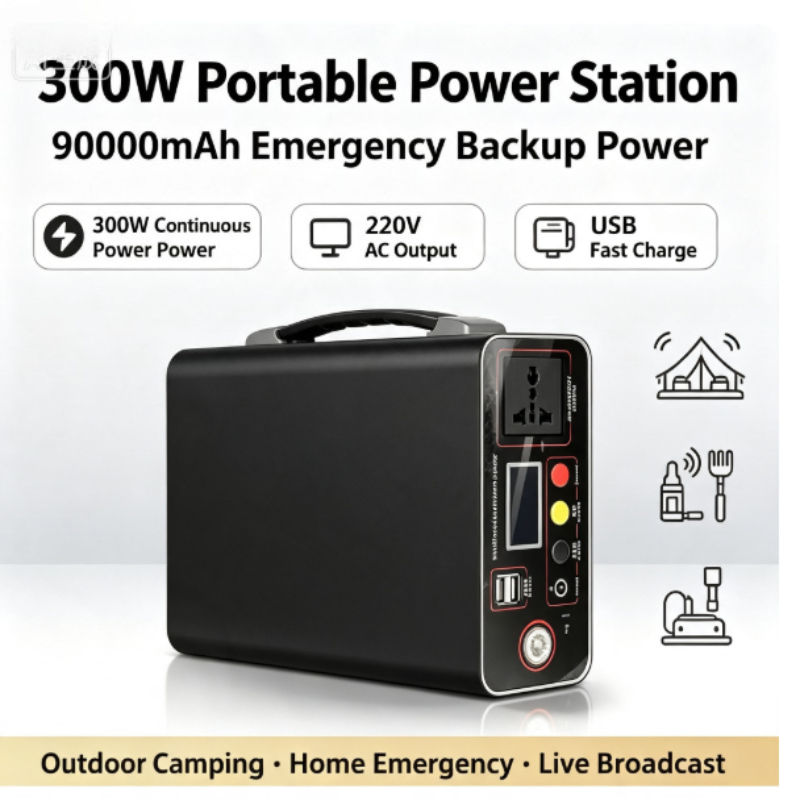 Solar Emergency Charger - Przenośna elektrownia 300W 220V, 333Wh, 90000mAh,