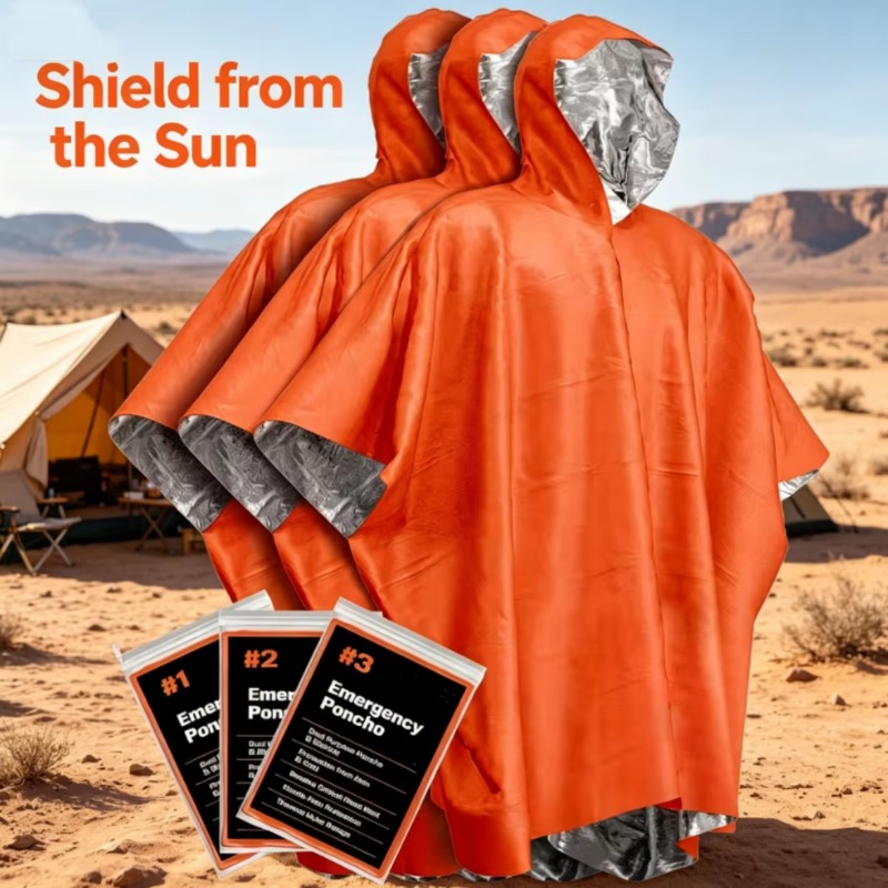 Emergency Poncho Rain - 1-5 SZT. Wielofunkcyjna Peleryna Przeciwdeszczowa Koc