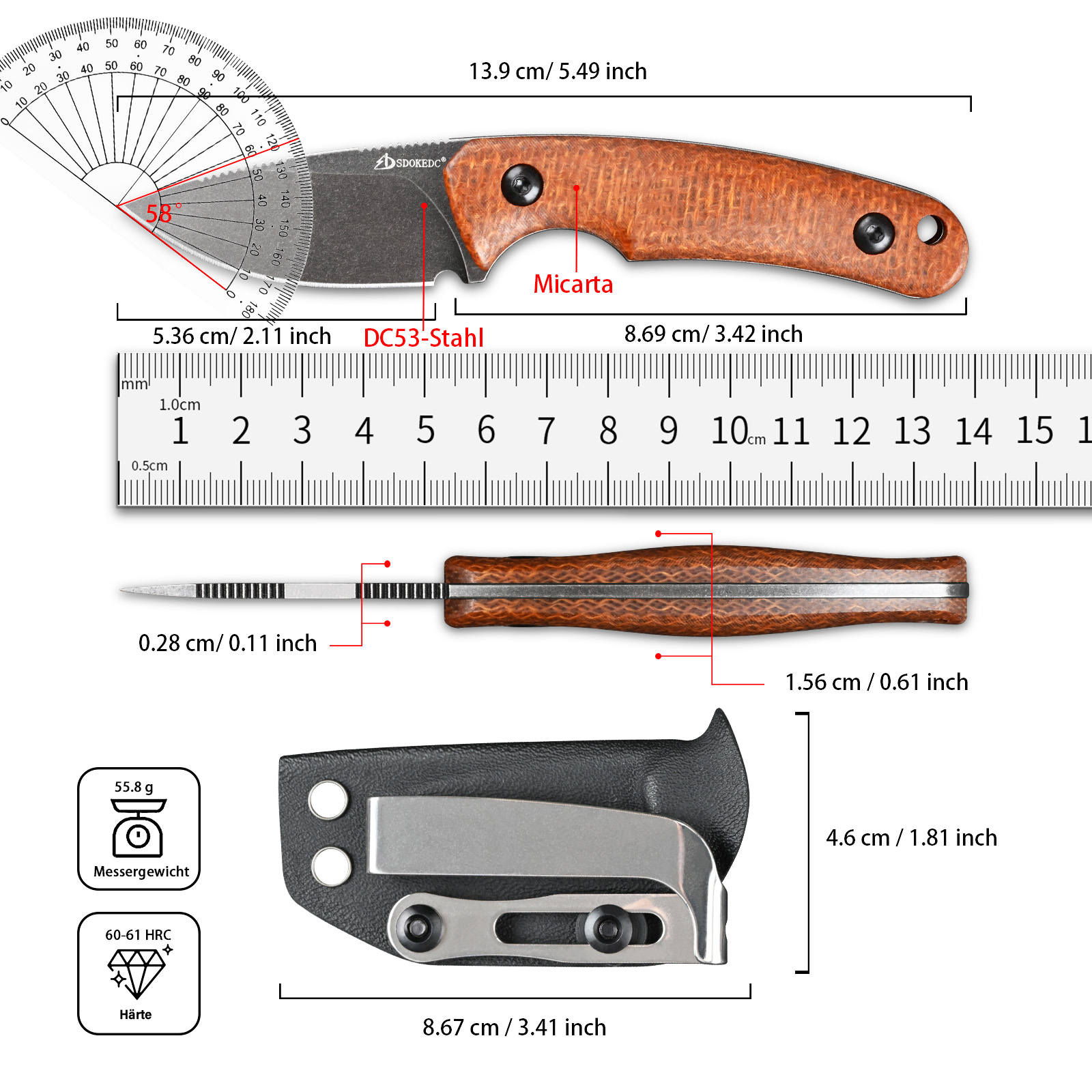 Nóż EDC Premium SDOKEDC ze sta – Bushcraft Knife Fixed recenzja i cena